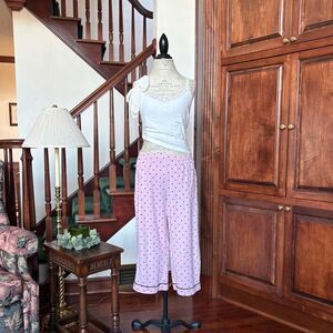 Joyspun Pink and Black Polka Dot Print Pajamas Pants Pjs Comfy